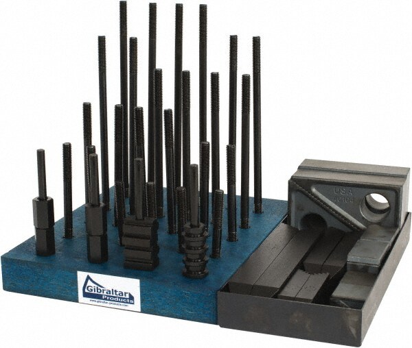 50 Piece Fixturing Step Block & Clamp Set with 1" Step Block, 7/16" T-Slot, 3/8-16 Stud Thread