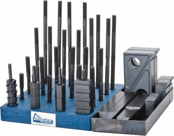 50 Piece Fixturing Step Block & Clamp Set with 1" Step Block, 1/2" T-Slot, 3/8-16 Stud Thread