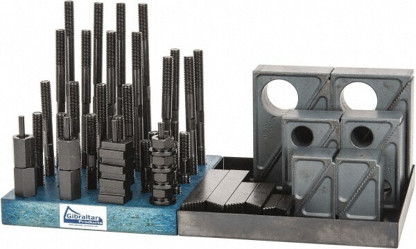 50 Piece Fixturing Step Block & Clamp Set with 1-1/2" Step Block, 9/16" T-Slot, 1/2-13 Stud Thread