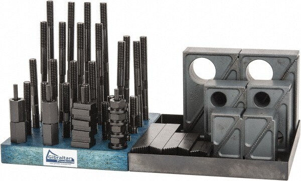 50 Piece Fixturing Step Block & Clamp Set with 1-1/2" Step Block, 5/8" T-Slot, 1/2-13 Stud Thread