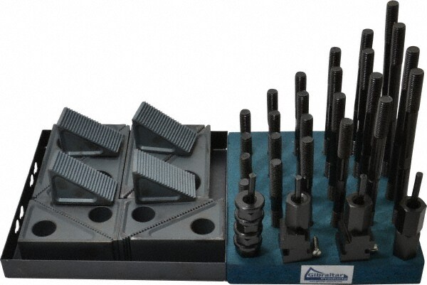 50 Piece Fixturing Step Block & Clamp Set with 1-1/2" Step Block, 11/16" T-Slot, 1/2-13 Stud Thread