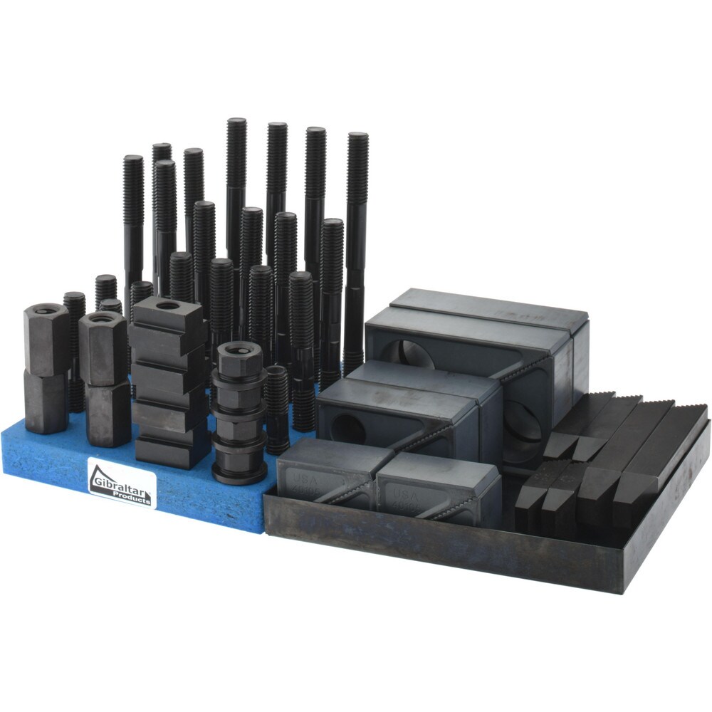 50 Piece Fixturing Step Block & Clamp Set with 1-1/2" Step Block, 13/16" T-Slot, 5/8-11 Stud Thread