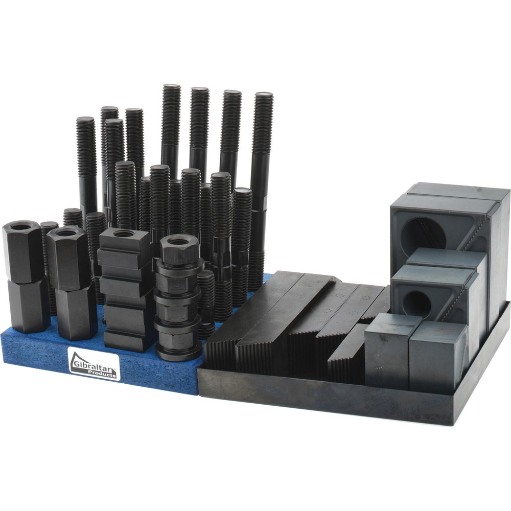 50 Piece Fixturing Step Block & Clamp Set with 1-1/2" Step Block, 13/16" T-Slot, 3/4-10 Stud Thread