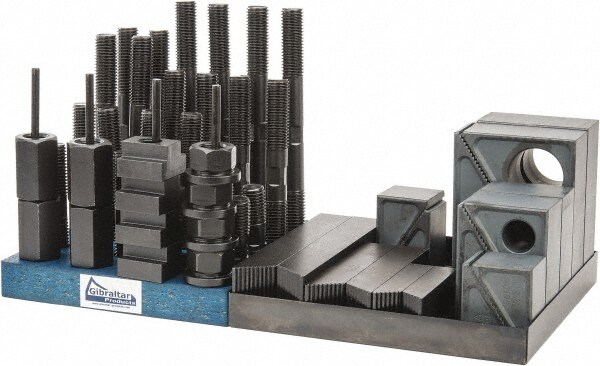 50 Piece Fixturing Step Block & Clamp Set with 1-1/2" Step Block, 7/8" T-Slot, 3/4-10 Stud Thread