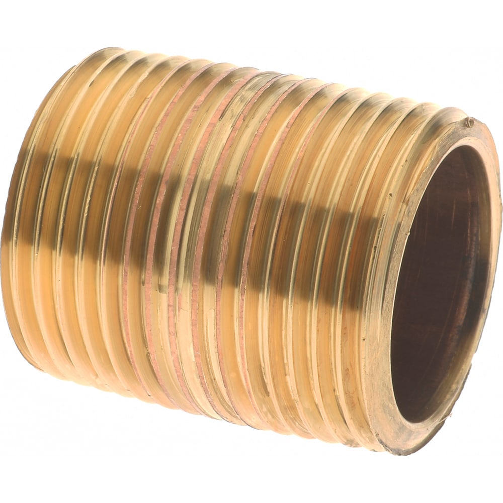 Brass Pipe Nipple: Threaded on Both Ends, 1-1/2" OAL, 1" BSPT