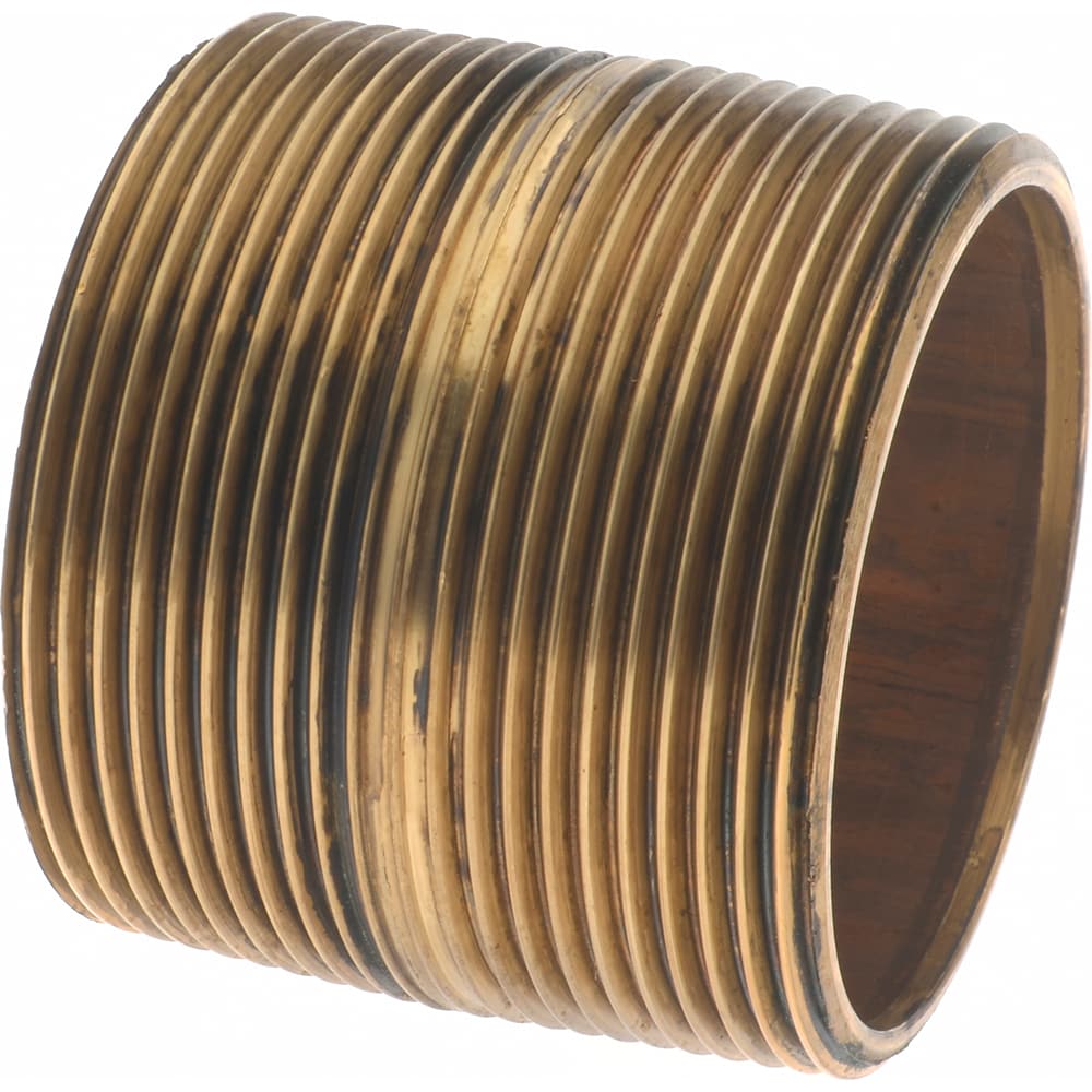 Brass Pipe Nipple: Threaded on Both Ends, 2" OAL, 2" BSPT