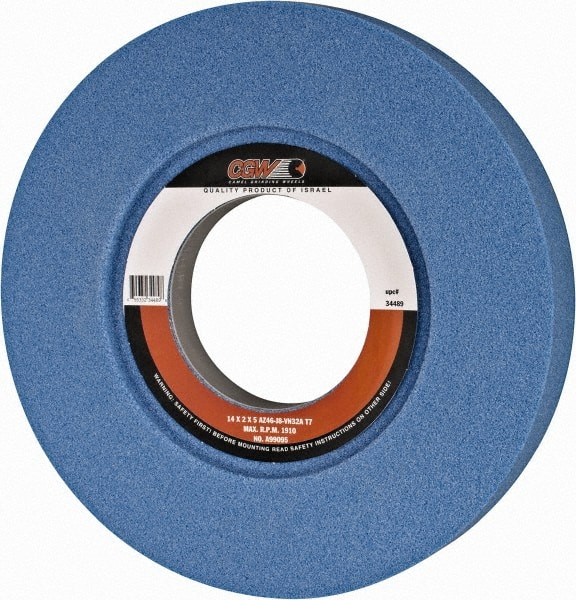 CGW Abrasives 34489 Surface Grinding Wheel: 14" Dia, 2" Thick, 5" Hole, 46 Grit, J Hardness 
