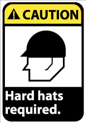 NMC "Caution - Hard Hats Required", 14" Long x 10" Wide, Rigid Plastic Safety Sign - Rectangle, 0.05" Thick, Use for Accident Prevention