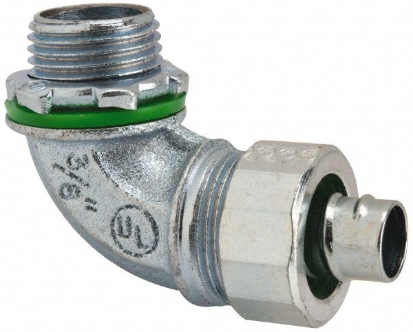 Conduit Connector: For Liquid-Tight, Malleable Iron, 3/8" Trade Size