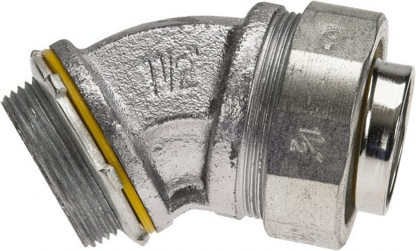 Cooper Crouse-Hinds LT15045 Conduit Connector: For Liquid-Tight, Malleable Iron, 1-1/2" Trade Size 