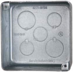 Cooper Crouse-Hinds TP831 Electrical Outlet Box: Steel, Square, 4" OAH, 4" OAW, 2-1/8" OAD, 1 Gang 