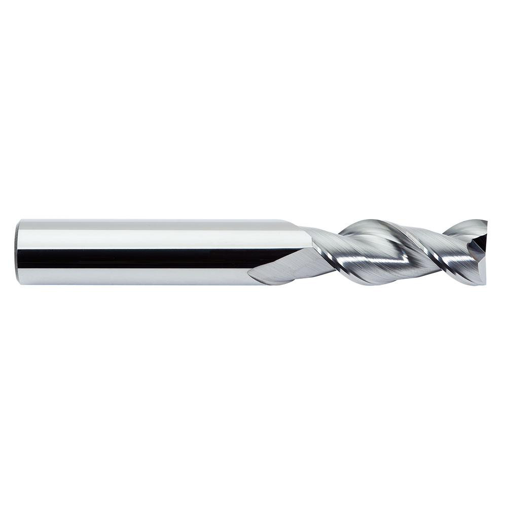 Square End Mill: 3/16" Dia, 3/4" LOC, 2 Flute, Solid Carbide - 2-1/2" OAL, 3/16" Shank Dia, 45 deg Helix, Bright/Uncoated Finish, Single End, Series 136