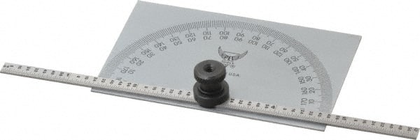 0 to 6 Inch Rule Measurement Range, 0 to 180° Angle Measurement Range, Rectangle Head Tempered Steel Protractor and Depth Gage