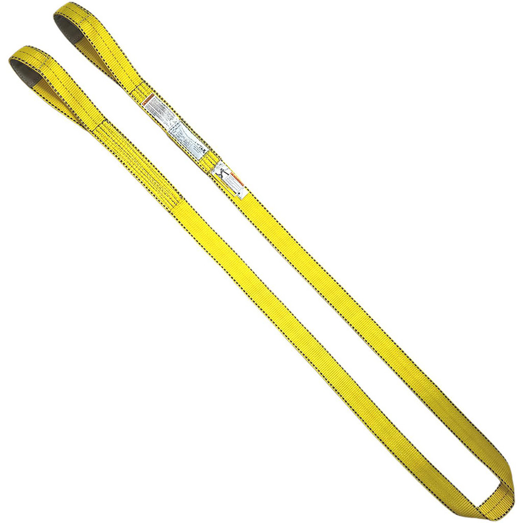 Mazzella EE1-902 Yellow Nylon Web Sling - 1-Ply Eye-and-Eye, 2" Wide X 3' Long, 3200 Lbs Vertical Capacity With Edgeguard