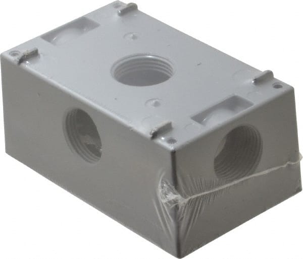 Cooper Crouse-Hinds TP7066 Electrical Outlet Box: Aluminum, Rectangle, 4-9/16" OAH, 2-7/8" OAW, 2" OAD, 1 Gang 