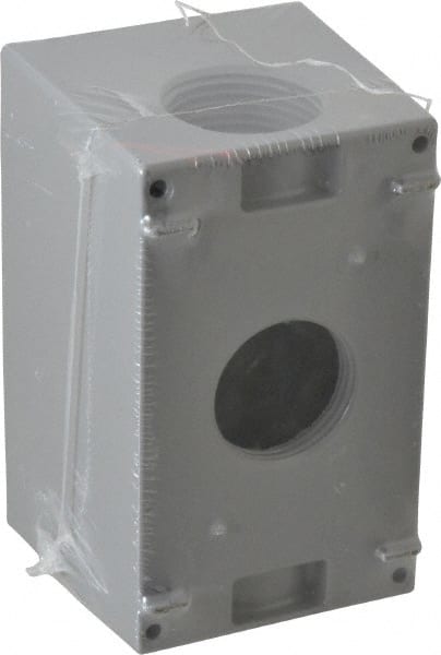Cooper Crouse-Hinds TP7082 Electrical Outlet Box: Aluminum, Rectangle, 4-1/4" OAH, 2-7/8" OAW, 2-21/32" OAD, 1 Gang 