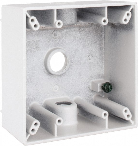 Cooper Crouse-Hinds TP7087 Electrical Outlet Box: Aluminum, Rectangle, 4-9/16" OAH, 4-5/8" OAW, 2-1/16" OAD, 2 Gangs 