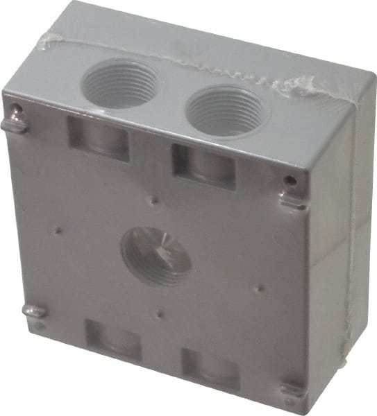 Cooper Crouse-Hinds TP7106 Electrical Outlet Box: Aluminum, Rectangle, 4-9/16" OAH, 4-5/8" OAW, 2-1/16" OAD, 2 Gangs 