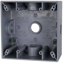 Cooper Crouse-Hinds TP7118 Electrical Outlet Box: Aluminum, Rectangle, 4-9/16" OAH, 4-5/8" OAW, 2-1/16" OAD, 2 Gangs Image