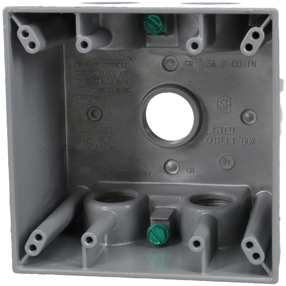 Cooper Crouse-Hinds - Electrical Outlet Box: Aluminum, Square, 4-1