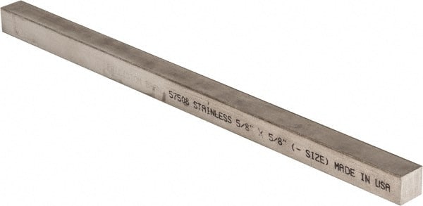 Precision Brand 57508 Key Stock: 5/8" High, 5/8" Wide, 12" Long, Stainless Steel, Plain Finish 