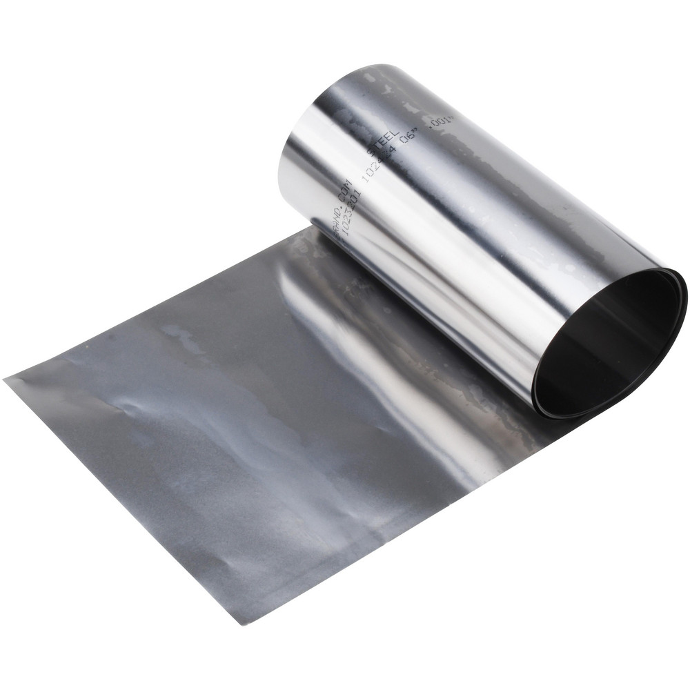 Metal Shim Stock: Roll, 0.0010" Thick, 180" Long, 6" Wide, Steel