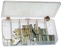 Key & Keyway Assortments; Type: Key Stock ; Number of Pieces: 58 ; Size: 1/8X1/8X3/4 - 1/2X1/2X1-1/2 ; Maximum Size: 1/2 x 1/2 x 1-1/2 ; Material: Steel