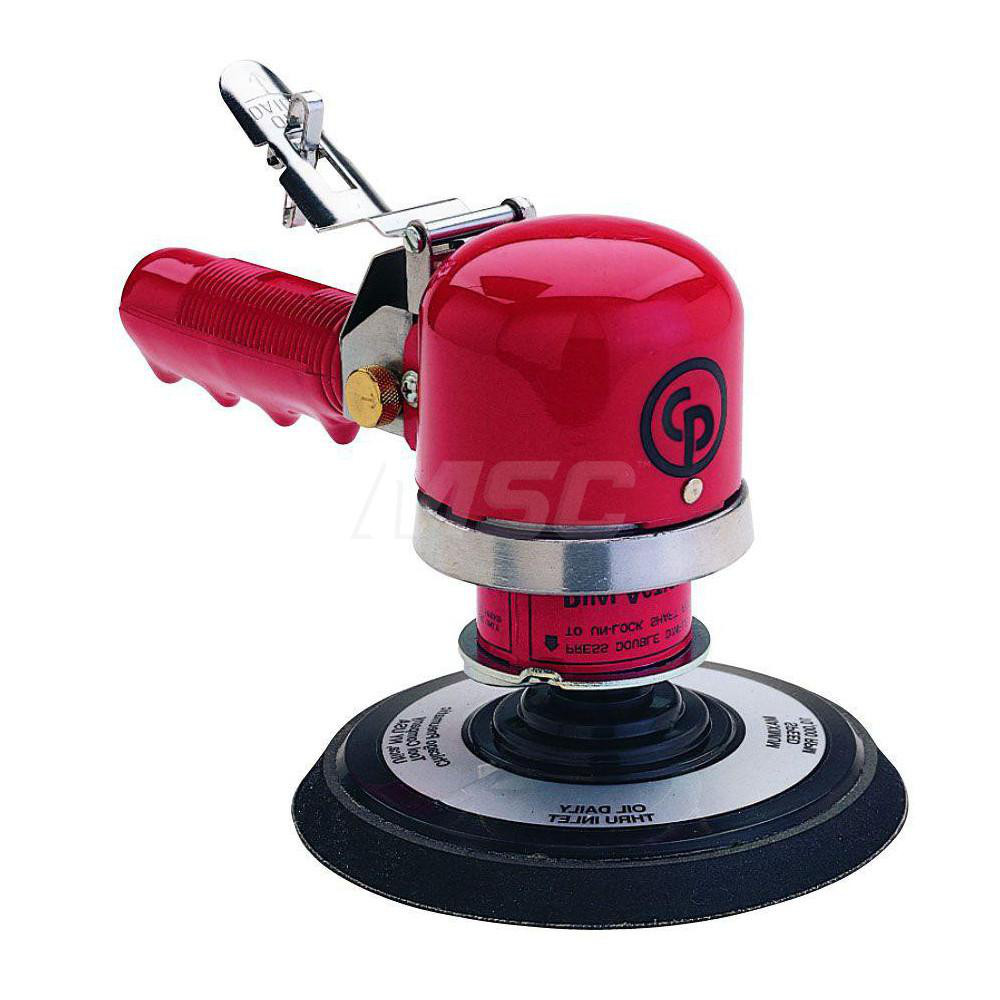 Air Orbital Sander: Round, 6" Pad, 10,000 OPM - 1/4" Inlet, 18 CFM, PSA Backing Pad