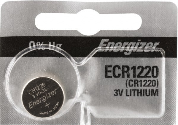 Button & Coin Cell Battery: Size CR1220, Lithium-ion