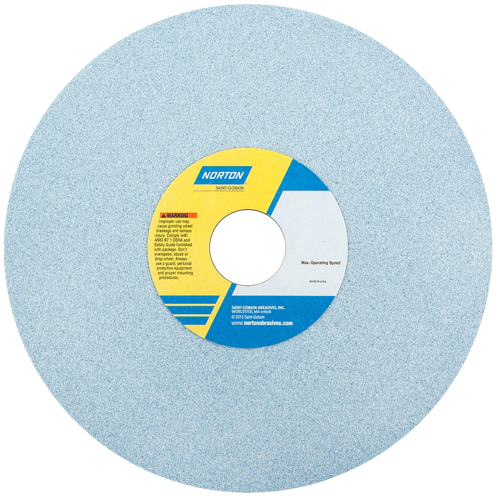 Norton 66253160401 Surface Grinding Wheel: 10" Dia, 1" Thick, 3" Hole, 46 Grit, J Hardness Image