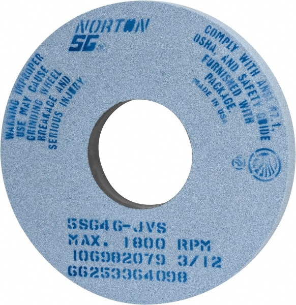 Norton 66253364098 Surface Grinding Wheel: 14" Dia, 1-1/2" Thick, 5" Hole, 46 Grit, J Hardness Image