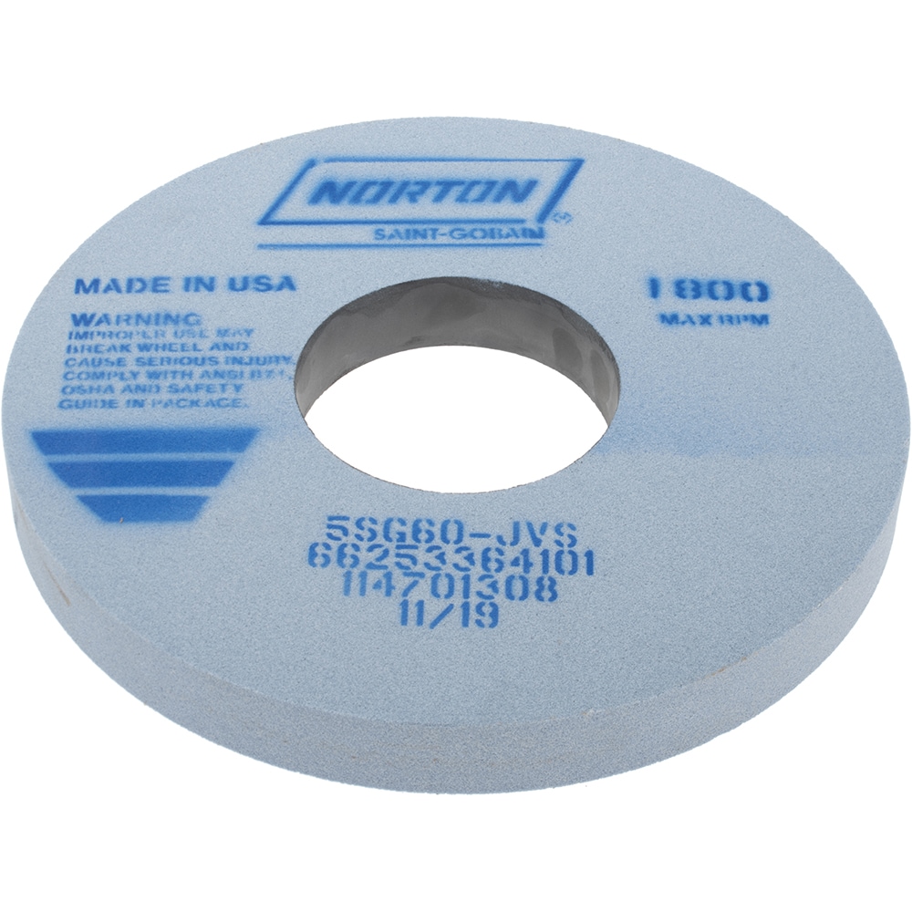 Norton 66253364101 Surface Grinding Wheel: 14" Dia, 1-1/2" Thick, 5" Hole, 60 Grit, J Hardness Image