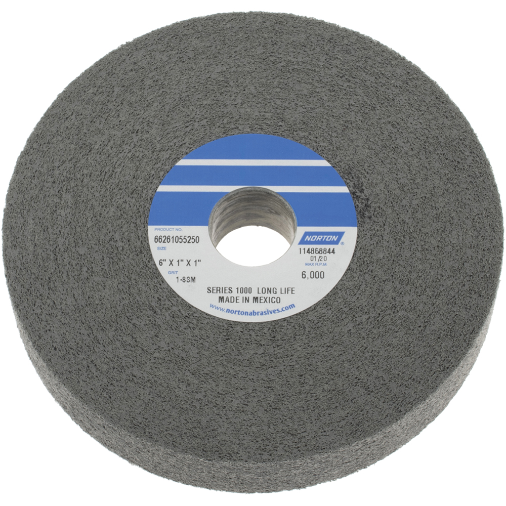 Deburring Wheel: 6" Dia, 1" Face Width, 1" Hole, 8 Density, Silicon Carbide - Medium Grade, Convolute, Series 1000