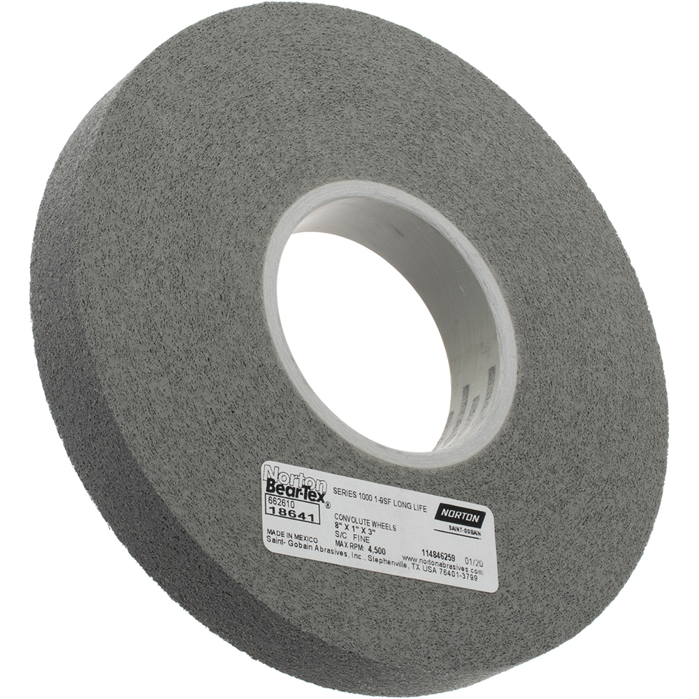 Norton Deburring Wheel 8" Dia, 1" Face Width, 3" Hole, Density 9