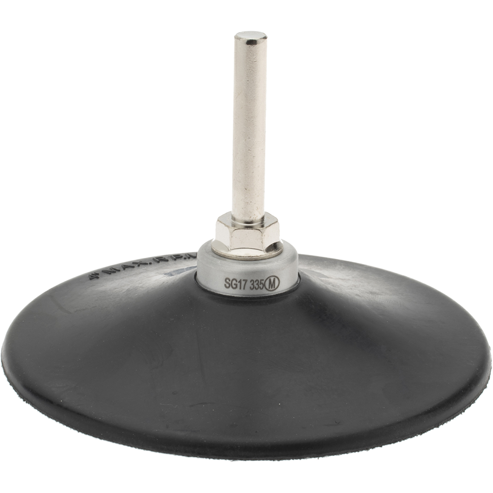 Disc Backing Pad: 4" Dia, Quick-Change Type R - 1/4" Shank, 12000 Max RPM