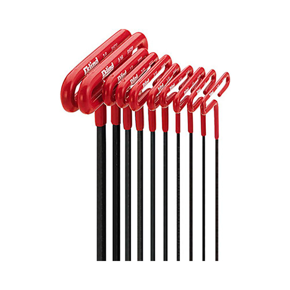 10 Piece T-Handle Hex Key Set - Hex Range 3/32 to 3/8", Alloy Steel