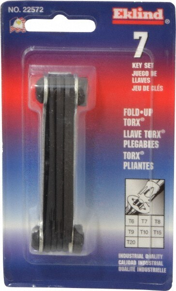 Torx Key Set: 7 Pc, Fold-Up Handle, T6 to T20