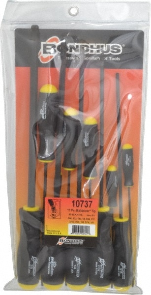 Bondhus 10737 11 Piece, 5/64 to 3/8" Ball End Hex Driver Set 