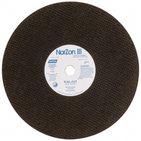 Norton 66253360493 Cut-Off Wheel: 14" Dia, 1/8" Thick, 1" Hole, Zirconia Alumina Image