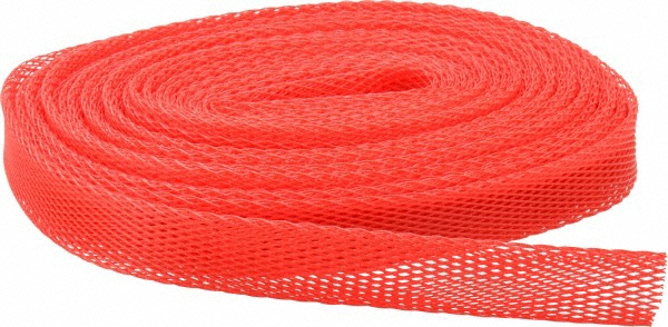 50 Ft Long, Stretchable, Protection Mesh Sleeving - Red, 1-1/2" OD