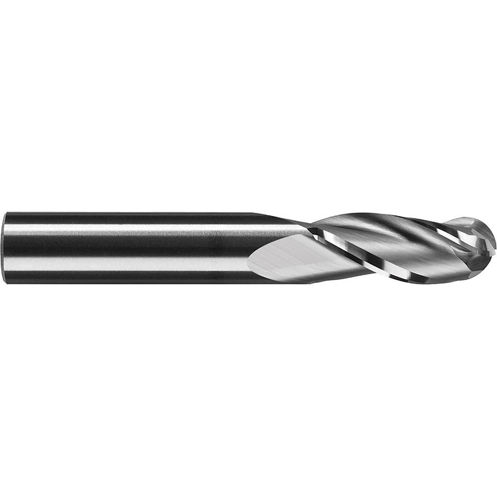 Ball End Mill: 0.2188" Dia, 0.625" LOC, 3 Flute, Solid Carbide