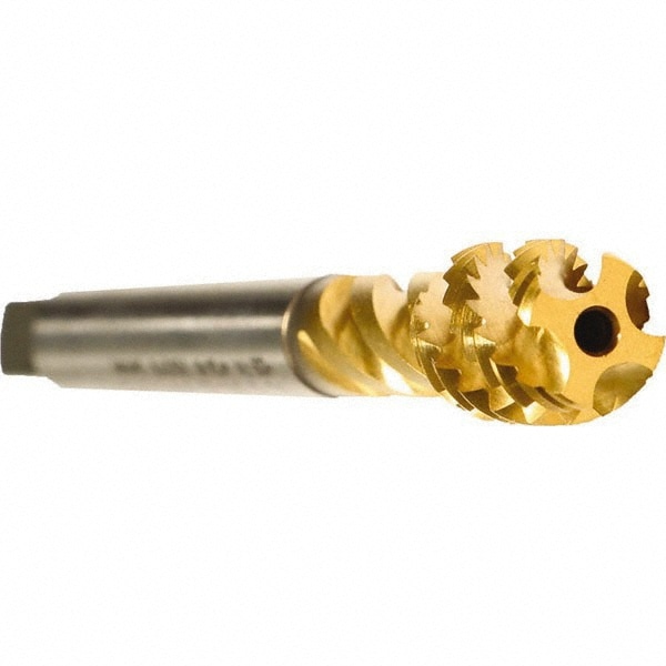 Emuge CW553700.5016 Spiral Flute Tap: 3/4-10, UNC, 4 Flute, Modified Bottoming, 2B Class of Fit, Cobalt, TiN Finish Image