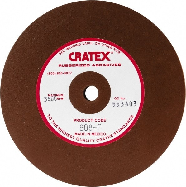 Cratex 608 F Surface Grinding Wheel: 6" Dia, 1/2" Thick, 1/2" Hole 