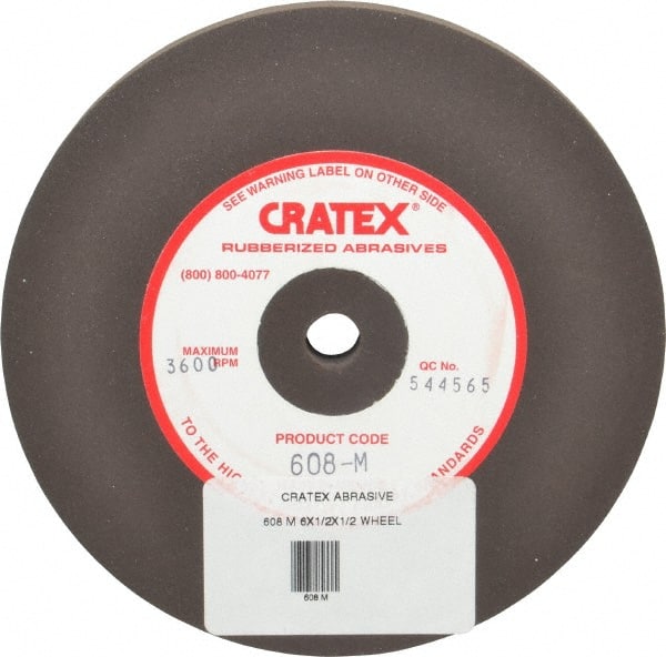 Cratex 608 M Surface Grinding Wheel: 6" Dia, 1/2" Thick, 1/2" Hole 