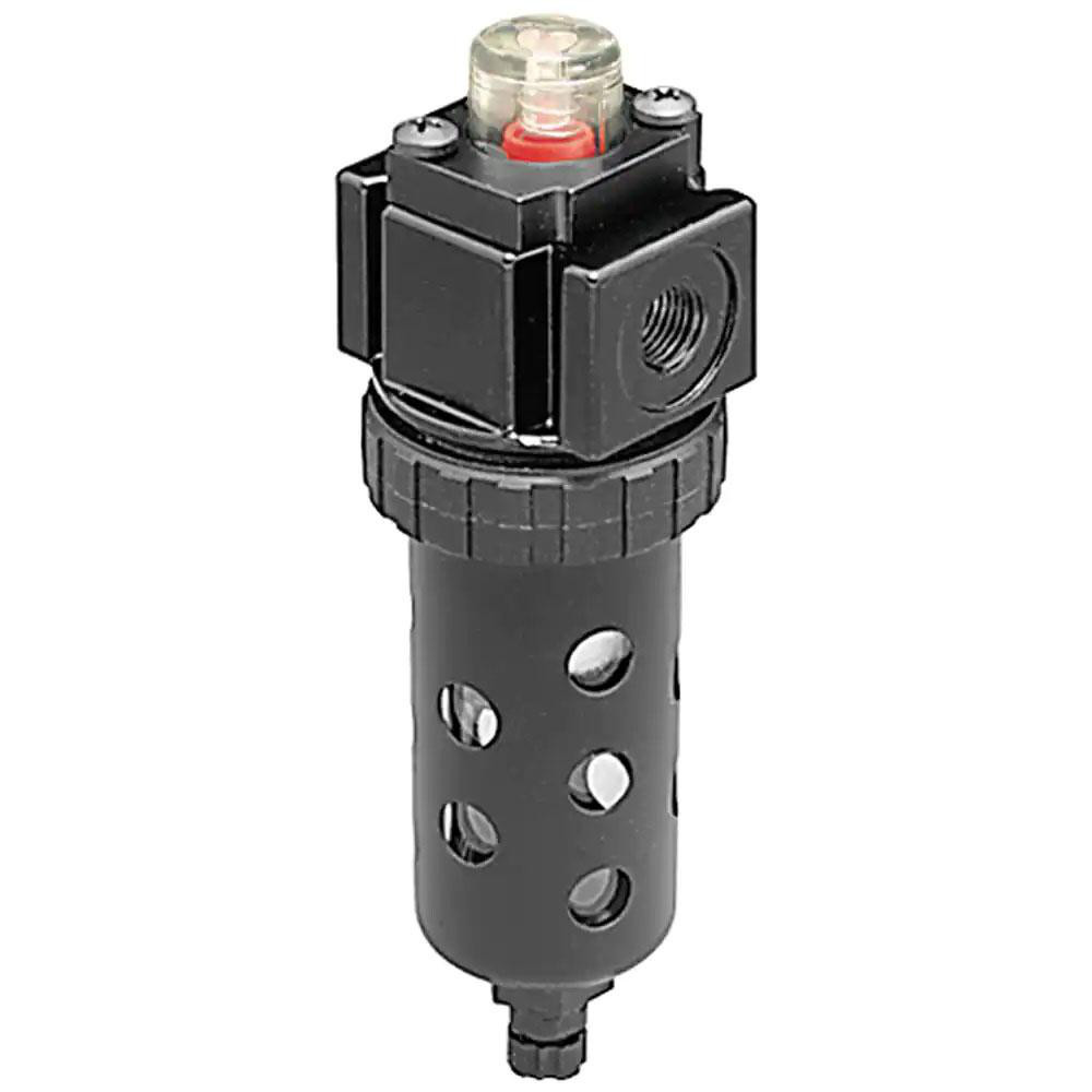 1/4" Port, 34 CFM Coalescing Filter - Polycarbonate Bowl, Manual Drain, Modular Connection, 150 Max psi