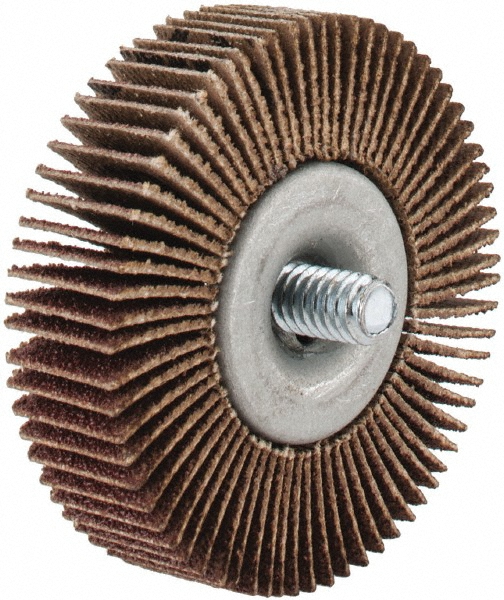 Mounted Flap Wheel: 2" Dia, 1/2" Face Width, 80 Grit, Aluminum Oxide - Coated, Medium Grade, 23000 Max RPM