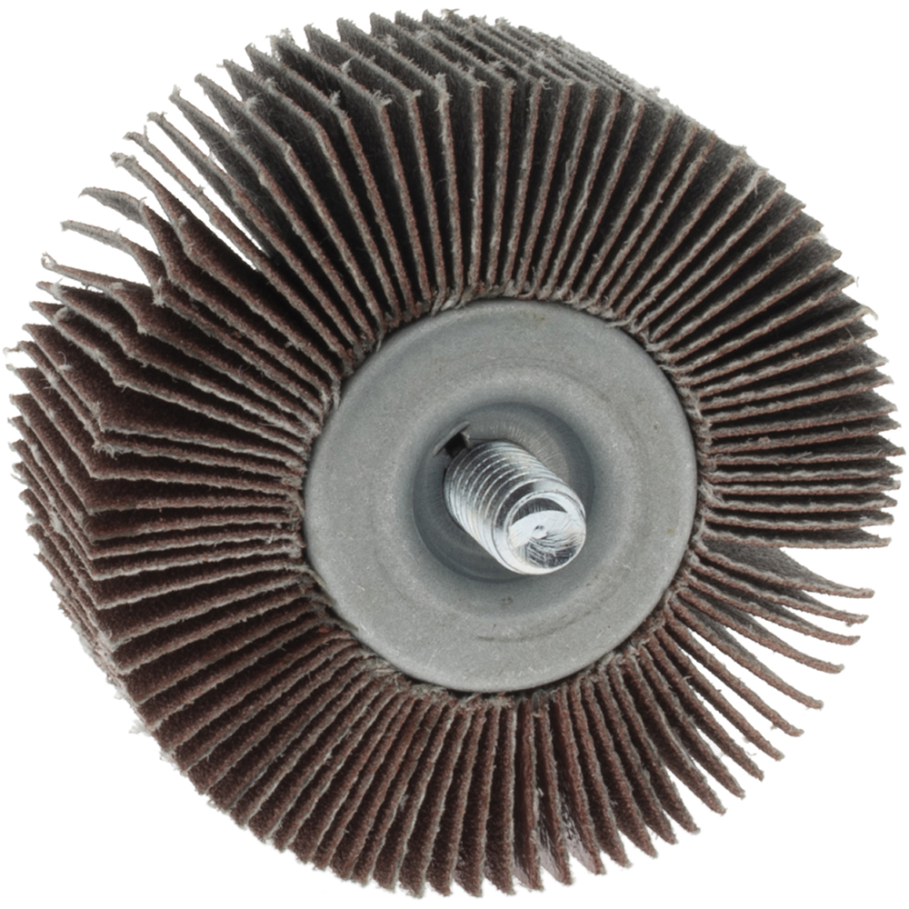 Norton Mounted Flap Wheel 2" Dia, 1" Face Width, 120 Grit, Aluminum