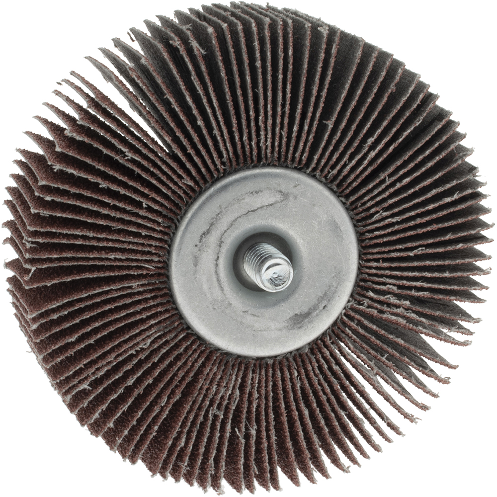 Norton Mounted Flap Wheel 3" Dia, 1" Face Width, 60 Grit, Aluminum