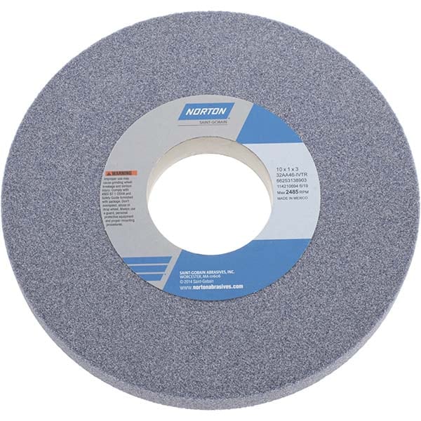 Norton 66253138903 Surface Grinding Wheel: 10" Dia, 1" Thick, 3" Hole, 46 Grit, I Hardness Image