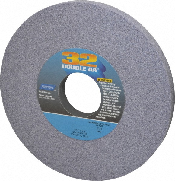 Norton 12" Diam x 3" Hole x 1" Thick, I Hardness, 46 Grit Surface